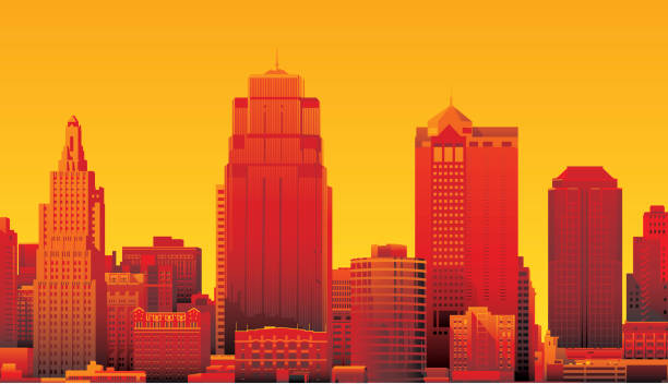 kansas 시티 - kansas city missouri city skyline built structure stock illustrations