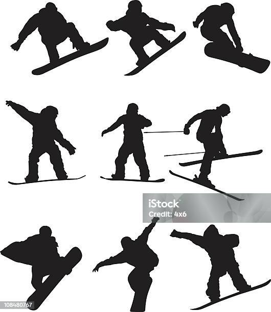 Snowboarders - Arte vetorial de stock e mais imagens de Adulto - Adulto, Atividade, Atividade Física