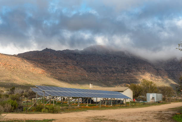 Solar power installation at Kromrivier Cederberg Park KROMRIVIER, SOUTH AFRICA, AUGUST 25, 2018: A solar power installation at Kromrivier Cederberg Park, a holiday resort in the Cederberg Mountains cederberg mountains photos stock pictures, royalty-free photos & images