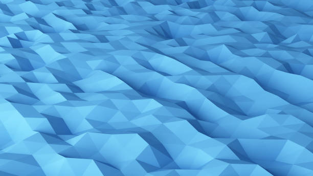 istock Wireframe of abstract polygonal mountains shape. Rough blue floor pattern texture in technology concept. Sci-Fi data futuristic background. 3d illustration 1084808296