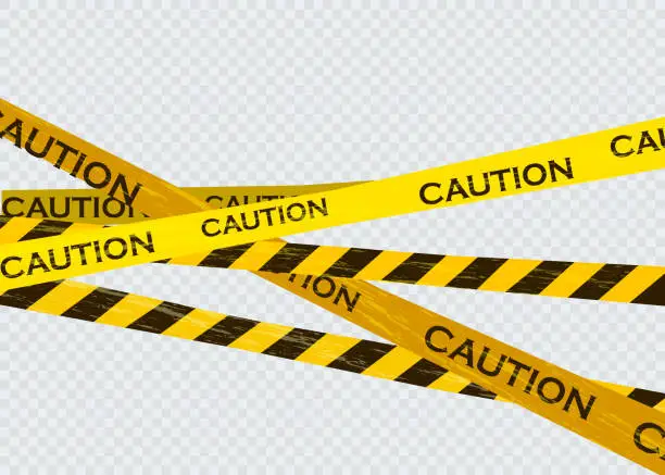 Vector illustration of Caution lines isolated. Warning tapes. Danger signs. Vector illustration.