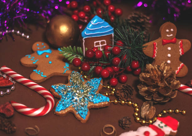 istock Gingerbread men with colorful Christmas decorations 1084813640