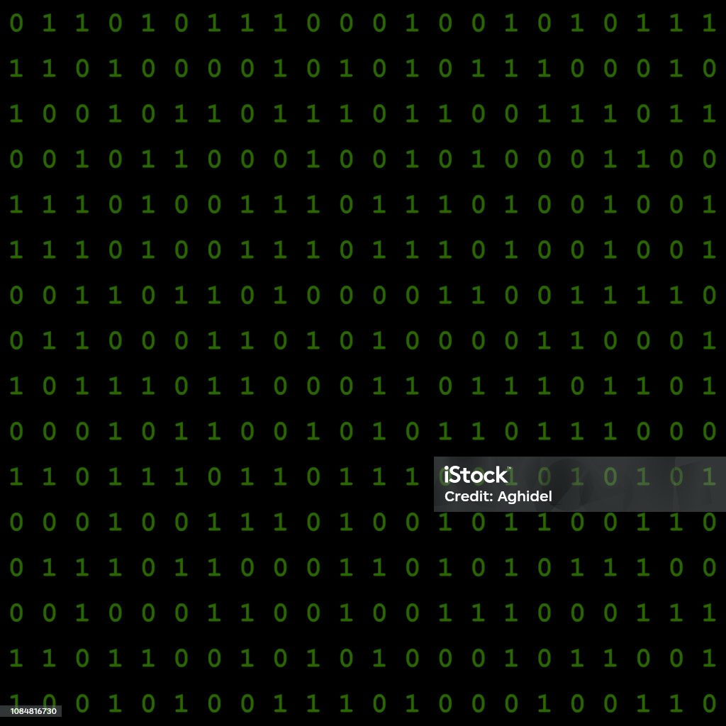 0 And 1 Digital Matrix Green Binary Code On Black Background Vector ...