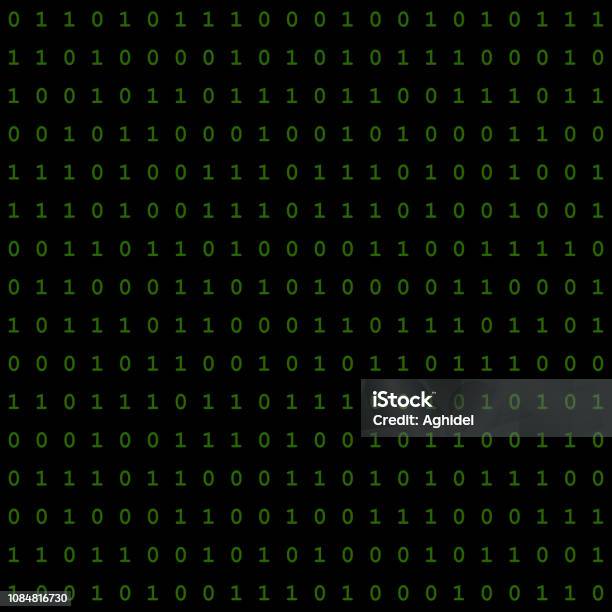 0 And 1 Digital Matrix Green Binary Code On Black Background Vector ...
