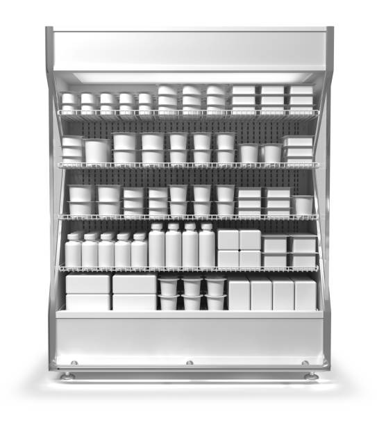 Vertical refrigerator for supermarket. With goods