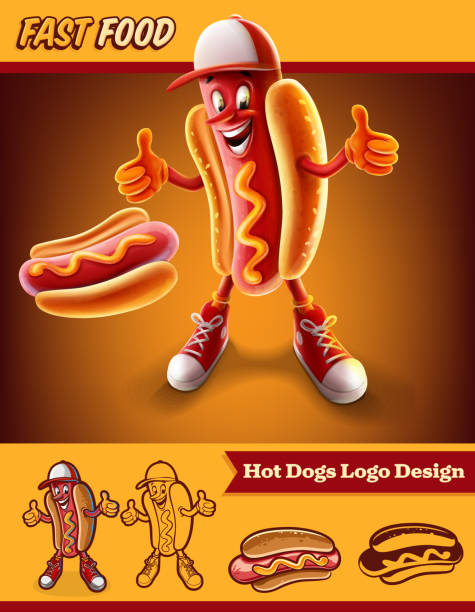 ilustrações de stock, clip art, desenhos animados e ícones de hot dog - take out food fast food vertical tomato