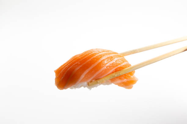 istock Salmon Sushi on whtie plate 1084826194