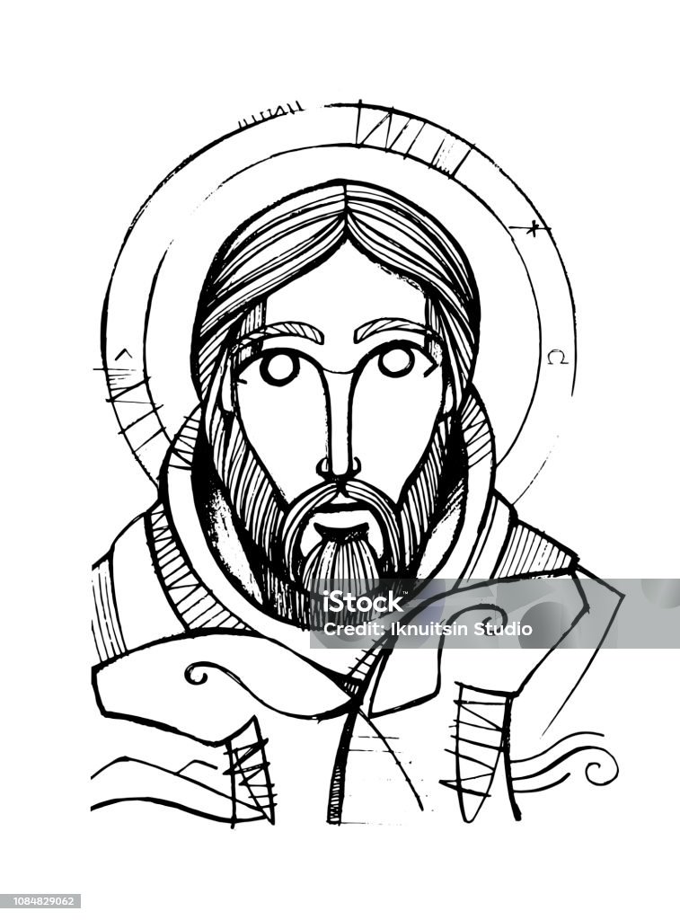  Ilustración de Ilustración Lápiz De Jesucristo Buen Pastor y más Vectores Libres de Derechos de Abstracto