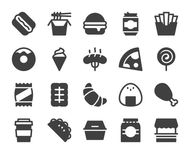 fast-food - symbole - kartoffelknödel essen stock-grafiken, -clipart, -cartoons und -symbole