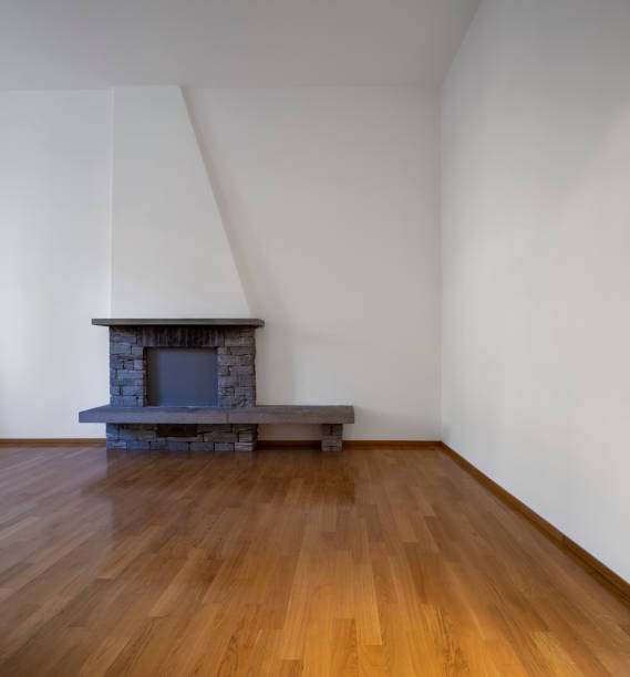 istock Empty room with parquet and window overlooking the castle 1084832086