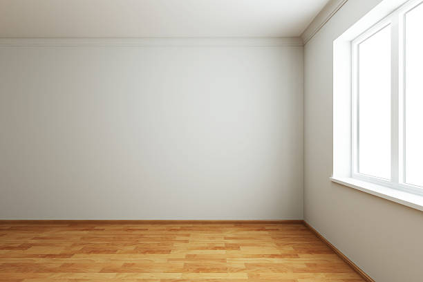 istock Empty white walled room with wooden floor 108483313