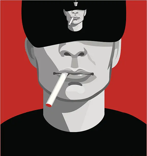 Vector illustration of man with a cigarette