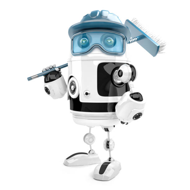 istock Robot worker with mop. Cleaning services. Isolated. Contains clipping path 1084838296