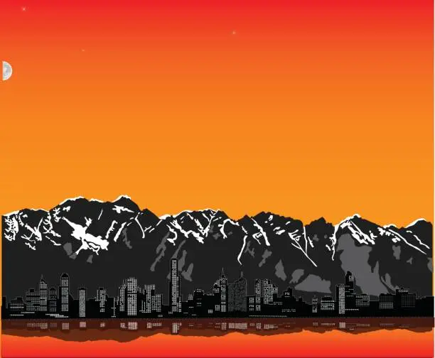 Vector illustration of Twilight in the mountains