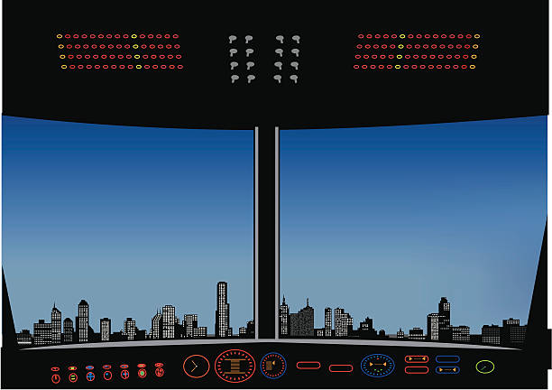 авиакомпания - cockpit pilot night airplane stock illustrations