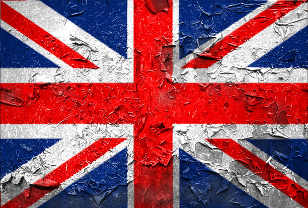 british england uk flag emblem on metallic texture - english flag british flag flag grunge imagens e fotografias de stock