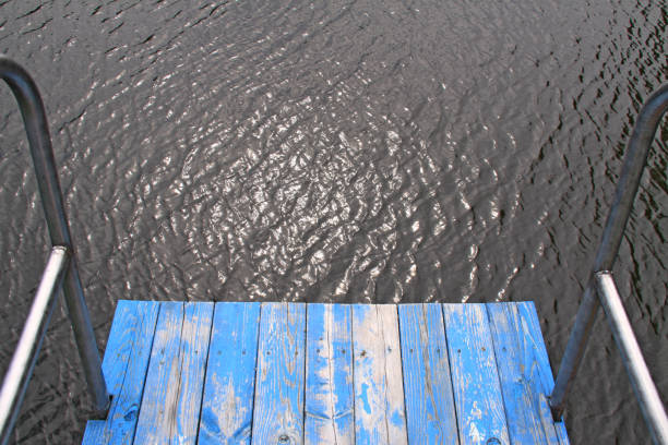 Empty Wooden Planks with Blur Beach on Background