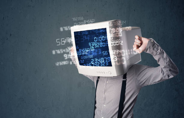 istock Human cyber monitor pc calculating computer data concept 1084849212