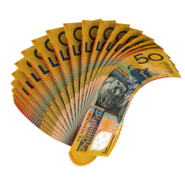 50 Australian Dollars Fan - 3d illustrations stock photo