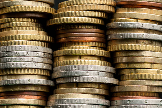 Stacks of euro coins