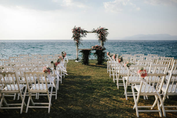 istock Beautiful wedding arch on the beach 1084872522
