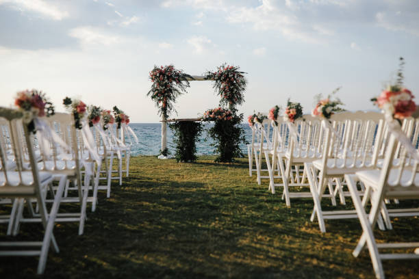 istock Beautiful wedding arch on the beach 1084872628