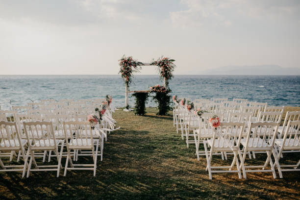 istock Beautiful wedding arch on the beach 1084872702