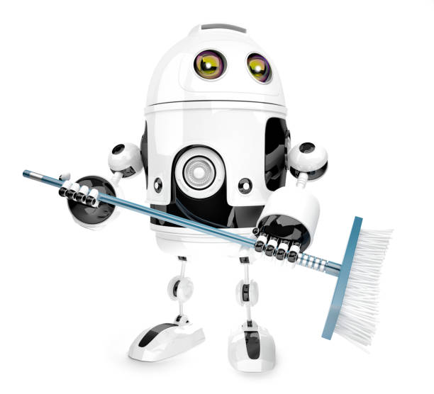 istock Robot cleaner with mop. Isolated over white. 3D illustration. Contains clipping path 1084883282