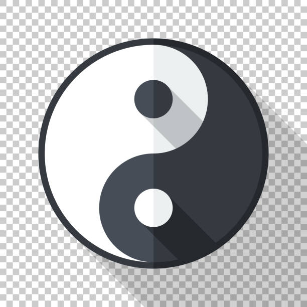 Yin and yang symbol or icon in flat style with long shadow on transparent background Yin and yang symbol or icon in flat style with long shadow on transparent background tai chi meditation stock illustrations