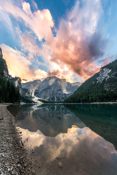 istock Sunset on Braies Lake 1084900978