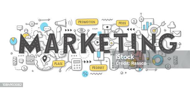 Marketing Word Doodle Concept Stock Illustration - Download Image Now - Marketing, Strategy, Variation