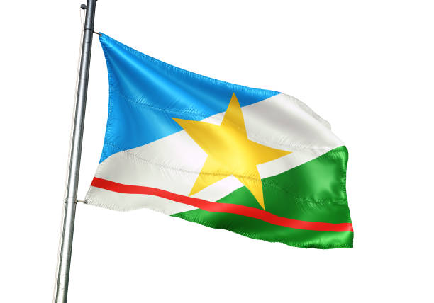 istock Roraima state of Brazil flag waving isolated on white background 1084907152