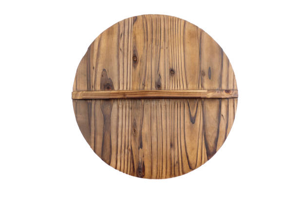 istock wooden pot cover  isolated on white background. 1084909894