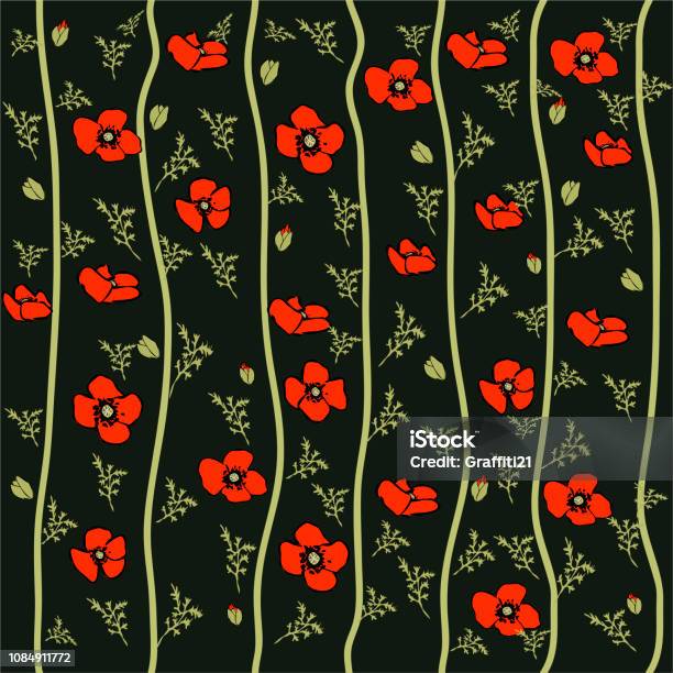 Poppy Pattern Geometric Vector Poppy Pattern Stock Illustration - Download Image Now - Abstract ...