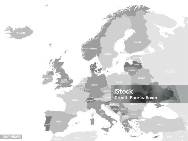 Detailed Vector Map Of Europe Stock Illustration - Download Image Now - Map, Europe, European Union