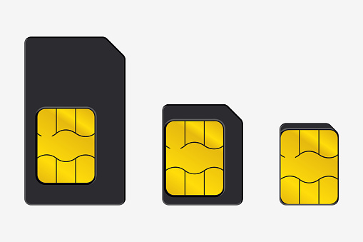 Set Kartu Sim Dengan Ukuran Berbeda Ikon Vektor Realistis Objek