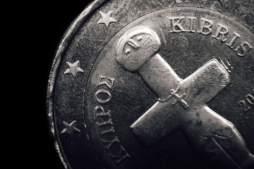 Cypriot euro coin. Business concept. Macro.