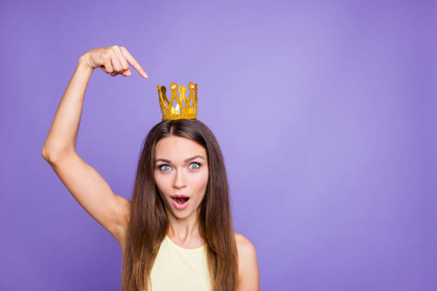 istock Good-dressed pretty charming dreamy lovely lady with her brunett 1084930252