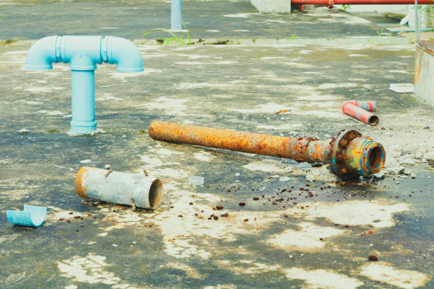 Close up tap pipe old rust in repair modify. color vintage tone