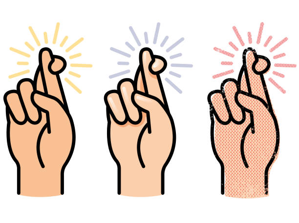 Simple crossed fingers vector A simple  graphic illustration of a hand with fingers crossed, in three different versions fingers crossed illustrations stock illustrations