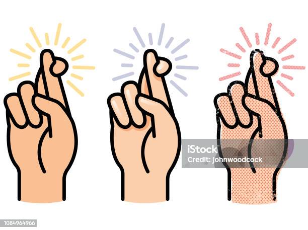 Simple Crossed Fingers Vector Stock Illustration - Download Image Now - Fingers Crossed, Good Luck Charm, Hope - Concept