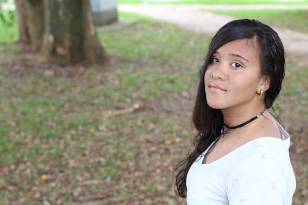 istock Mixed race young girl with copy space 1084965194