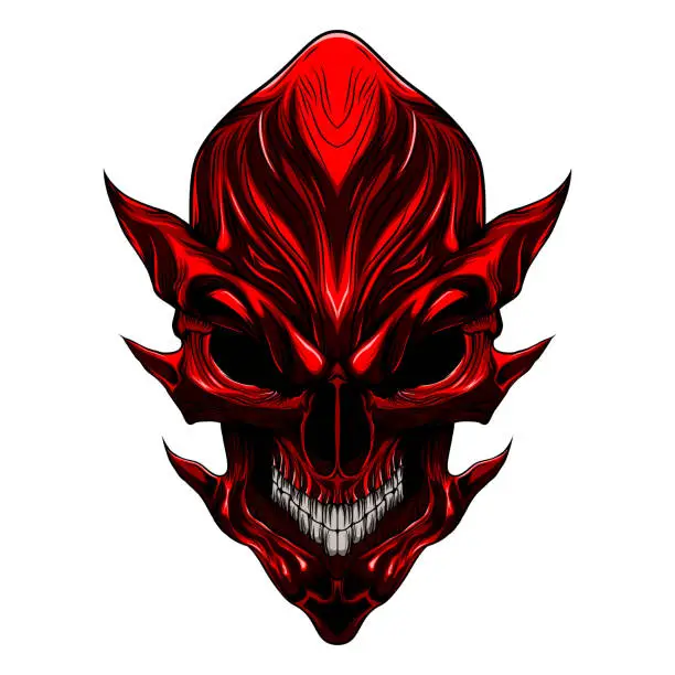 Vector illustration of Red Devil evil skull head