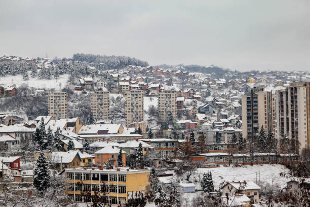 istock Uzice town in Serbia covered with snow 1084969864