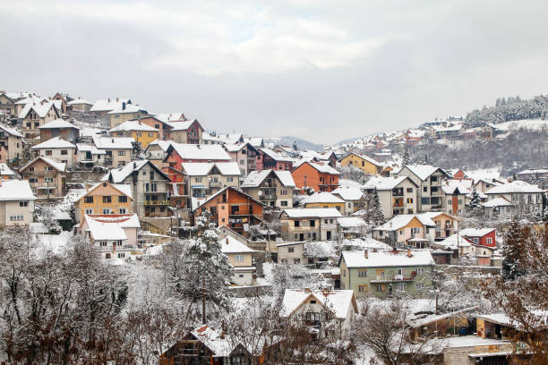 istock Uzice town in Serbia covered with snow 1084970062