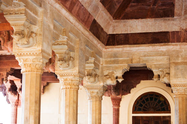 자이푸르, 인도에서 아 메 르 포트 - jaipur amber fort column amber palace 뉴스 사진 이미지