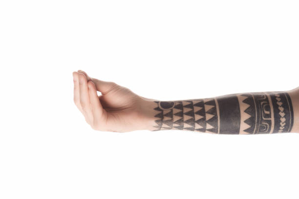 istock partial view of tattooed man gesturing with hand and asking for something isolated on white 1084988620