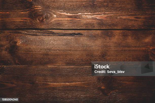 Old Dark Wooden Surface Stock Photo - Download Image Now - Wood - Material, Backgrounds, Table