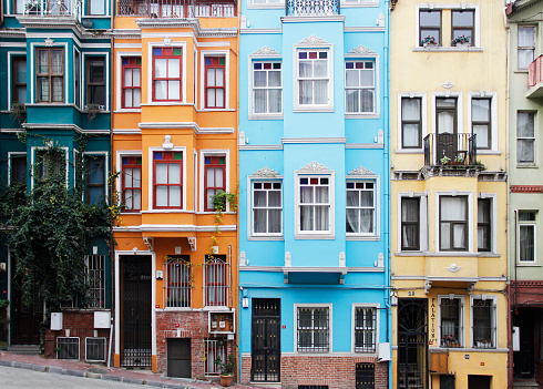 Balat street with colorful buildings