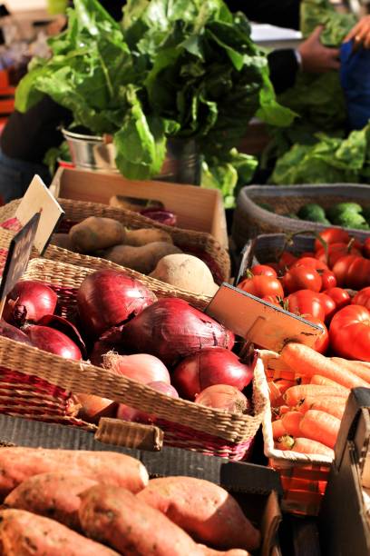 istock Vegetables for sale at a ecological market stall 1085018504